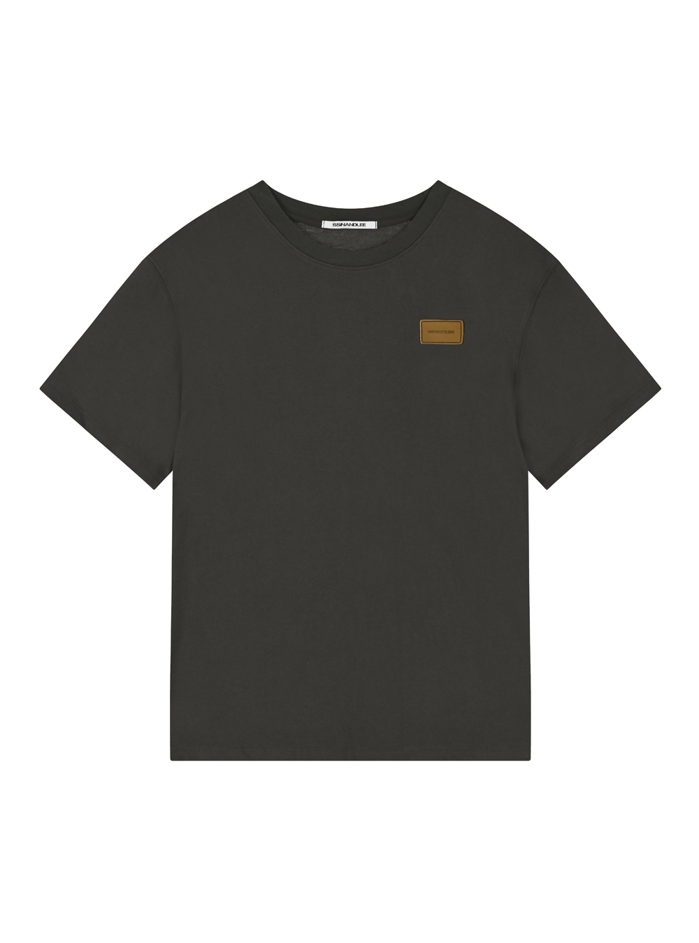에센셜 레더 라벨 티셔츠 차콜Essential leather label T-shirt charcoal